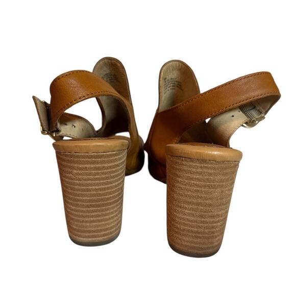 Born Women's Surta Perforated Leather Peep-Toe Slingback Sandals Size 9M Cognac - Picture 4 of 6